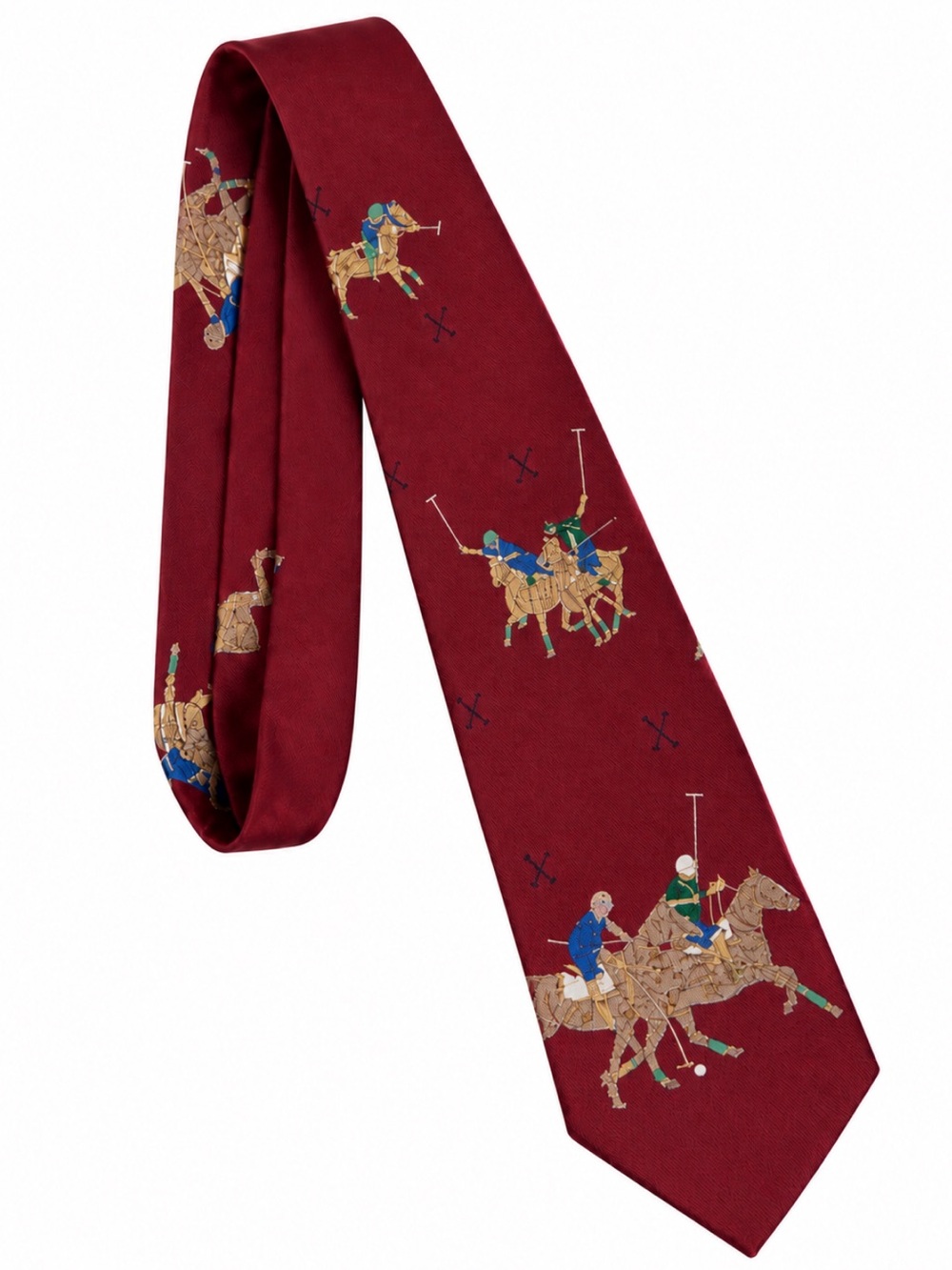 Vintage Polo Ralph Lauren Maroon Silk Equestrian Horse Tie Nordstrom USA